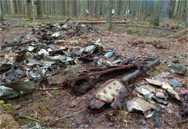 Обломки самолета МиГ-3, обнаруженные в ходе поисковой разведки